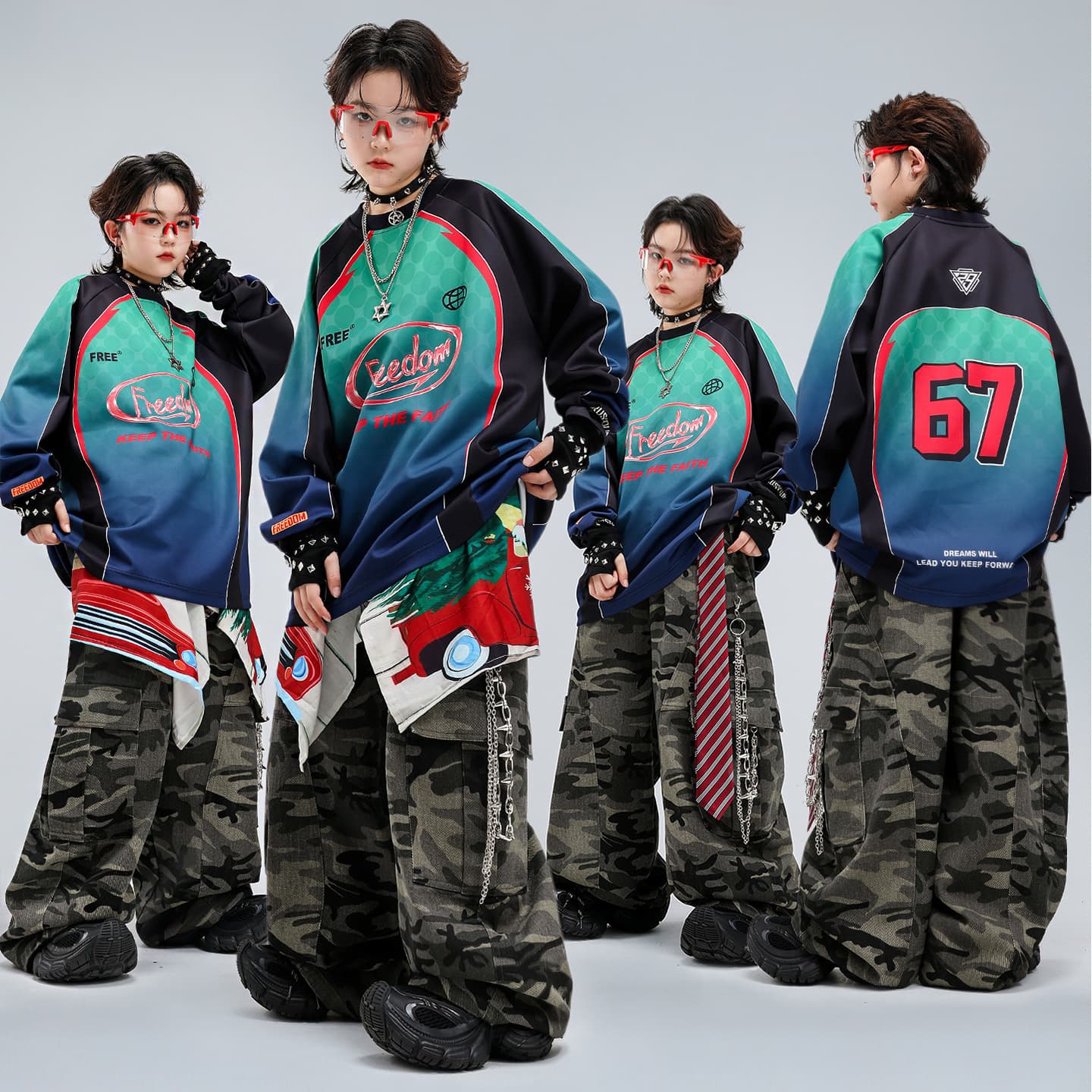 Street Dance Kids Trendy Outfit Elementary School Students Set Performance Costume Dance Jazz Hip-Hop Streetwear Trendy Performance Clothing