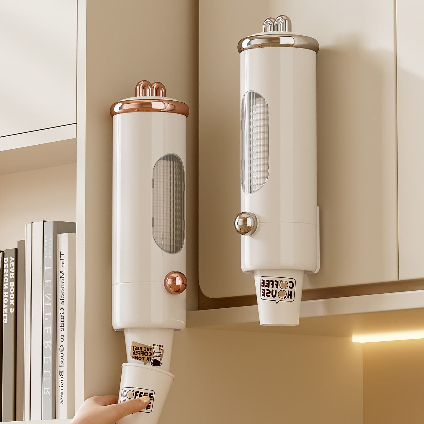 Disposable Cup Dispenser, Wall-Mounted No-Drill Water Cup Holder for Paper Cup Storage and Dispensing