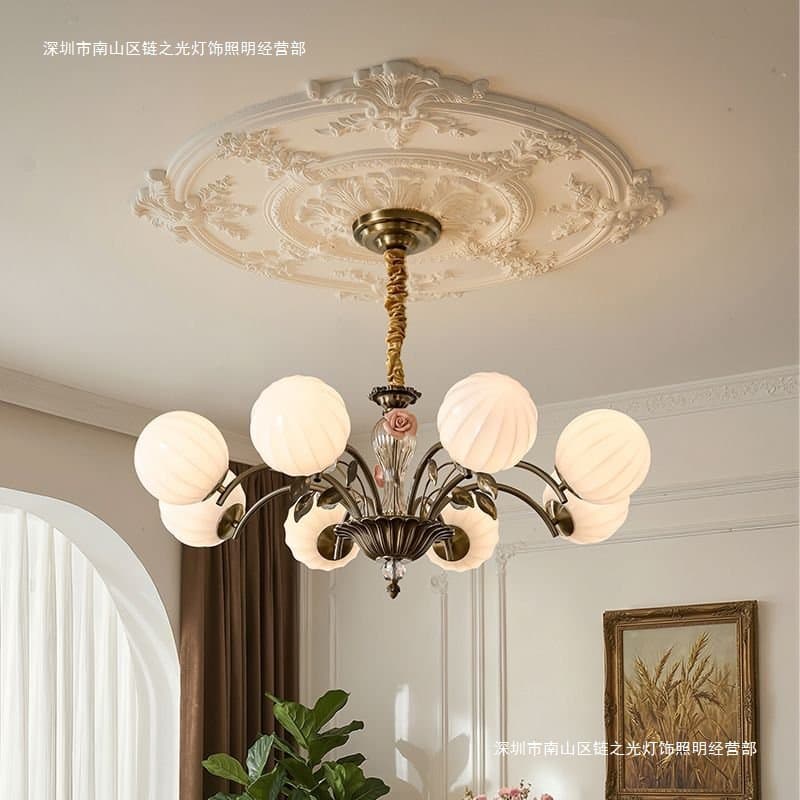2026 New French Vintage Style Living Room Chandelier Rose Decorative Retro Dining Room Bedroom Study Pendant Light