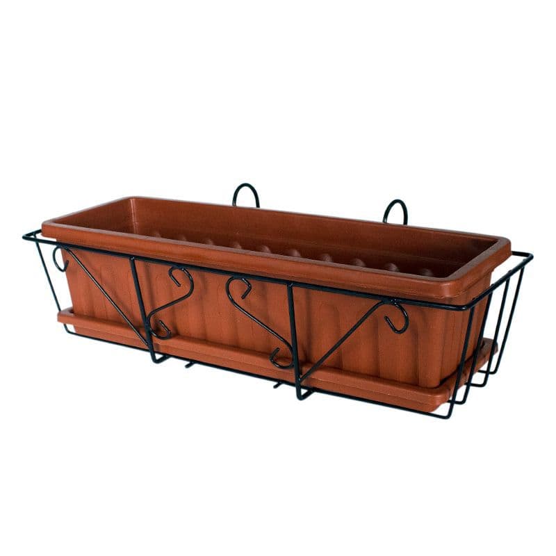 Balcony Vegetable Planting Pot, Household Vegetable Rectangular Plastic Railing Flower Pot Trough for Planting