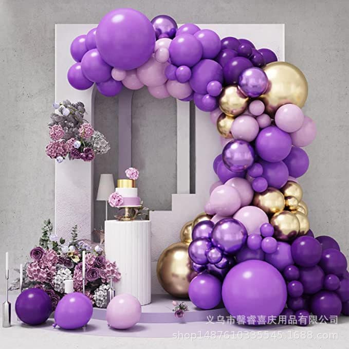 Purple Balloon Garment Kit Deep Purple Golden Arch Lavender Decoration Baby Shower Birthday Party Supplies