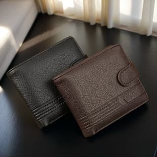 Factory Wholesale Men's Wallet PU Leather Short Style Cross-Border Zipper Clasp Billfold New Card Holder Coin Purse