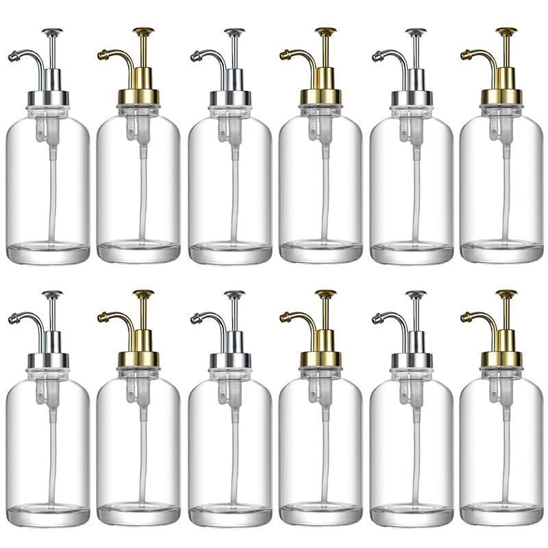 Cross-Border Crystal White Material Glass 16oz Lotion Bottle Soap Dispenser Coffee Dispenser 500ml Syrup Dispenser Bottle Wholesale