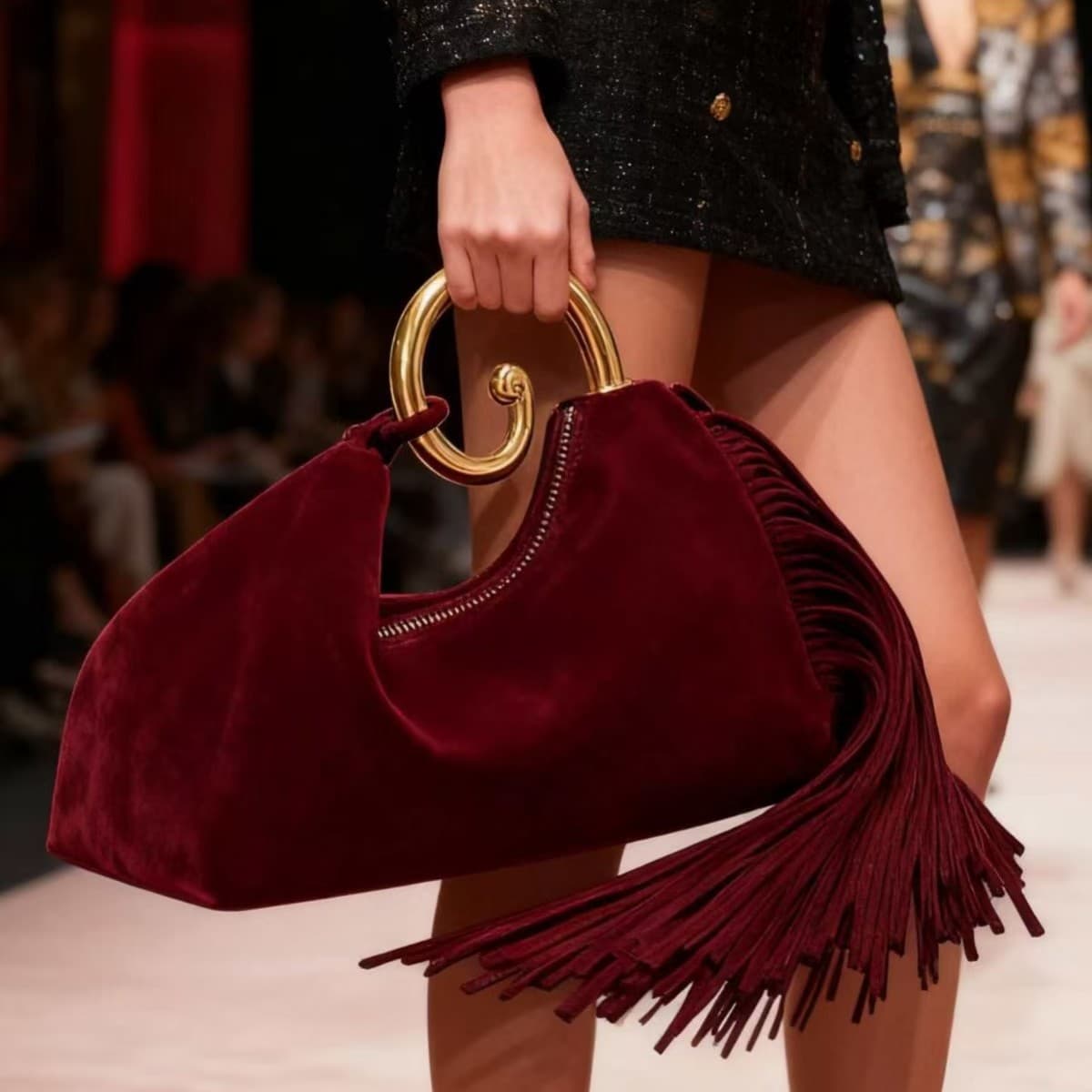 Cross-border Hot Selling Vintage Velvet Fringe Handbag Fashion Matte Texture Square Bag Women's Autumn Winter Evening Handbag