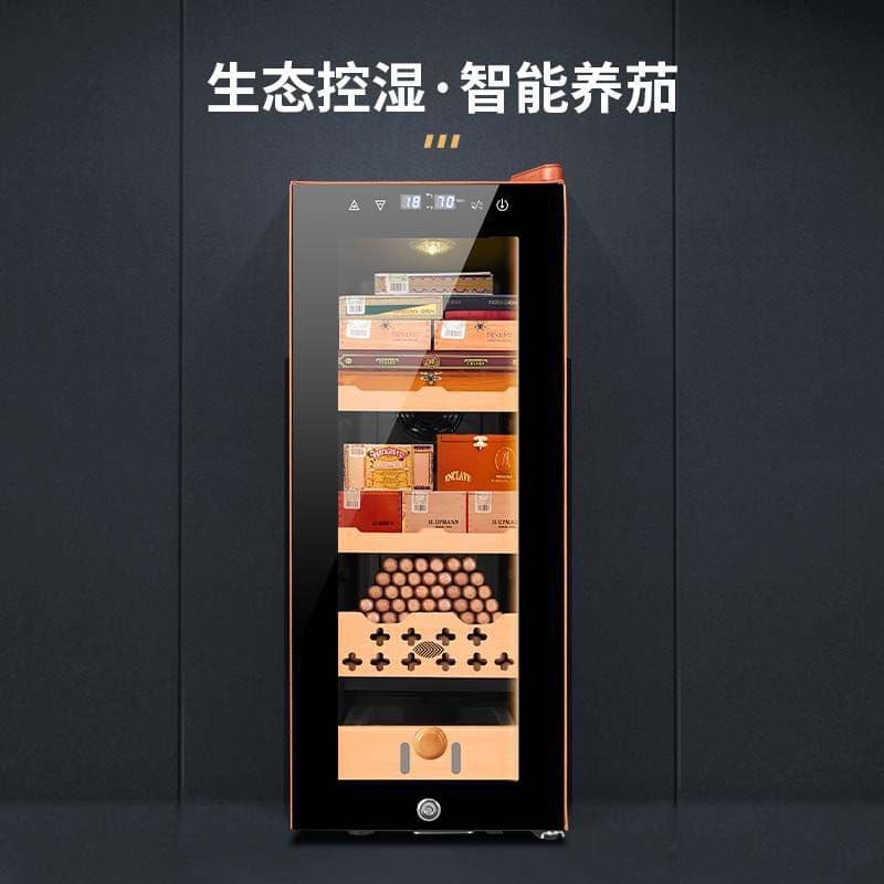 Smart temperature and humidity control cigar cabinet with cedar wood shelves, small energy-saving and silent electronic cigar cabinet, 35C wholesale.