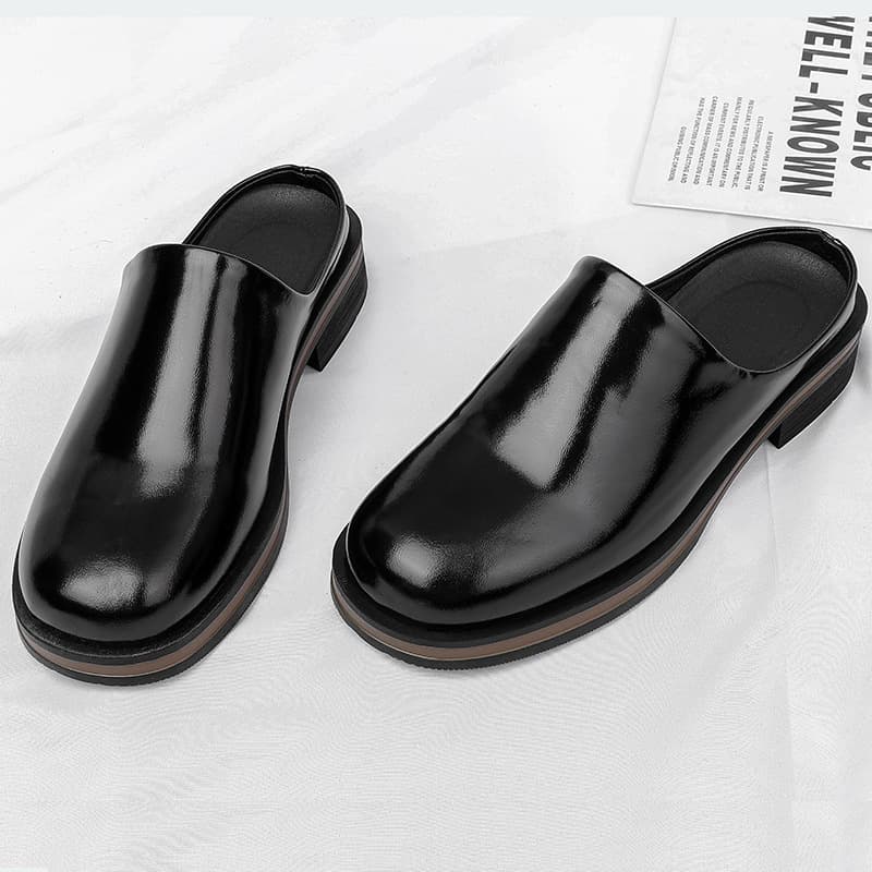 British Style Trendy Thick-Soled Casual Shoes with Soft Leather, Classic Retro Versatile Closed-Toe Mules 55808