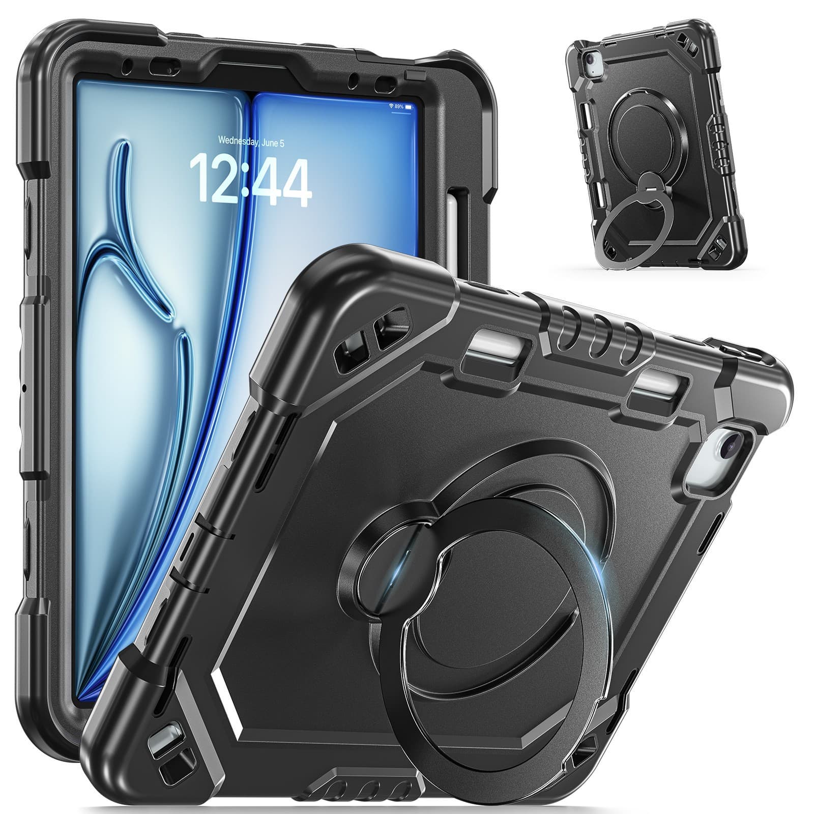 IPAD AIR11 2024 Invisible Folding Ring Metal Bracket Anti-Drop Case iPad 10th Back Strap Protective Case