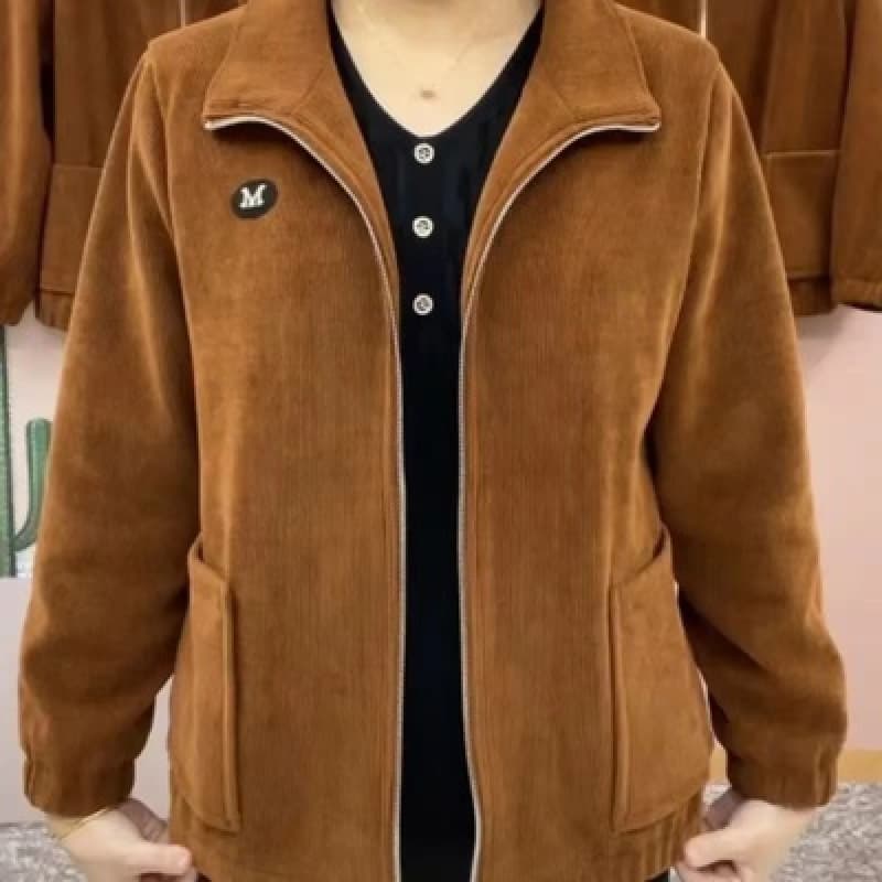 Mom Coat Women's 2024 Autumn/Winter New Style Long Sleeve Plus Size Middle-Aged Top Loose Casual Solid Color Style