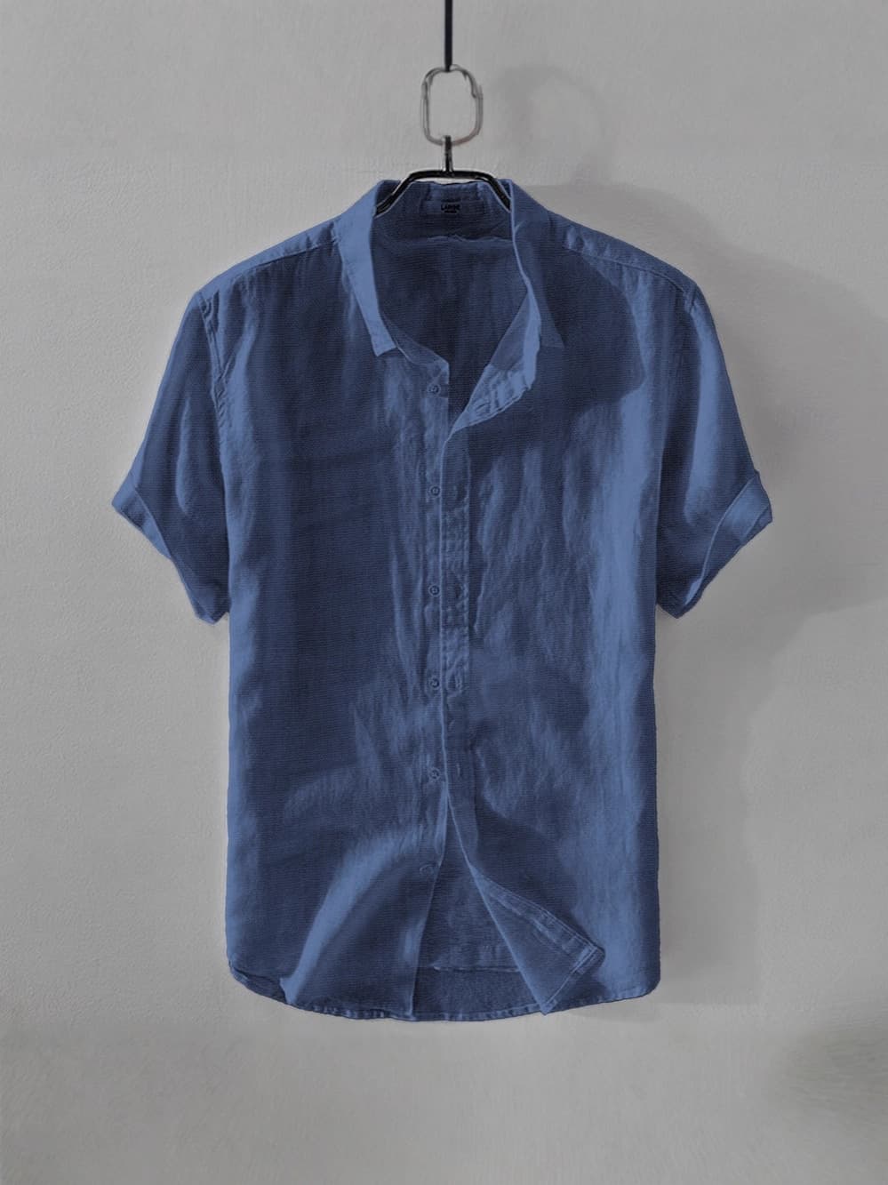 Breathable linen shirt men's short-sleeved slim fit summer thin lapel youth cotton and linen casual white shirt