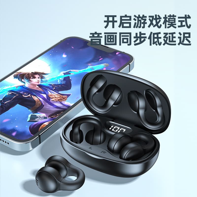 New X58 Ear Bone Conduction Bluetooth Earbuds Clip-On Wireless Noise Cancellation Sports Calls Long Battery Life Non-In-Ear