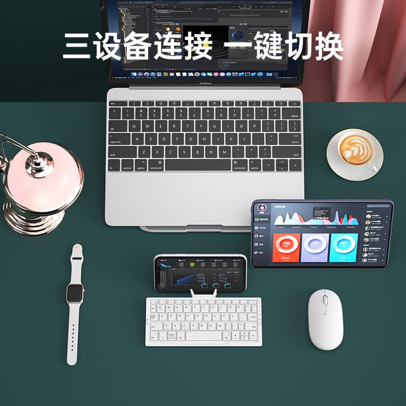 B.O.W HB199 Foldable Bluetooth Keyboard for Apple iPad, Android, Xiaomi Tablet and Phone Universal