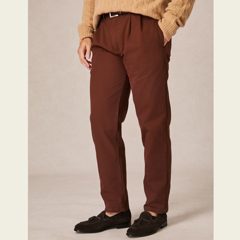 Men's Casual Straight Leg Pants Thickened Basic Style Pleated Double Fold Spring Autumn Cotton Long Trousers Business Gentleman