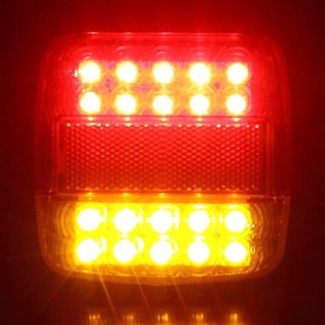 Clear Housing/Red-Yellow Housing Rounded Square Trailer 20LED Tail Light Truck Brake Light Signal Light