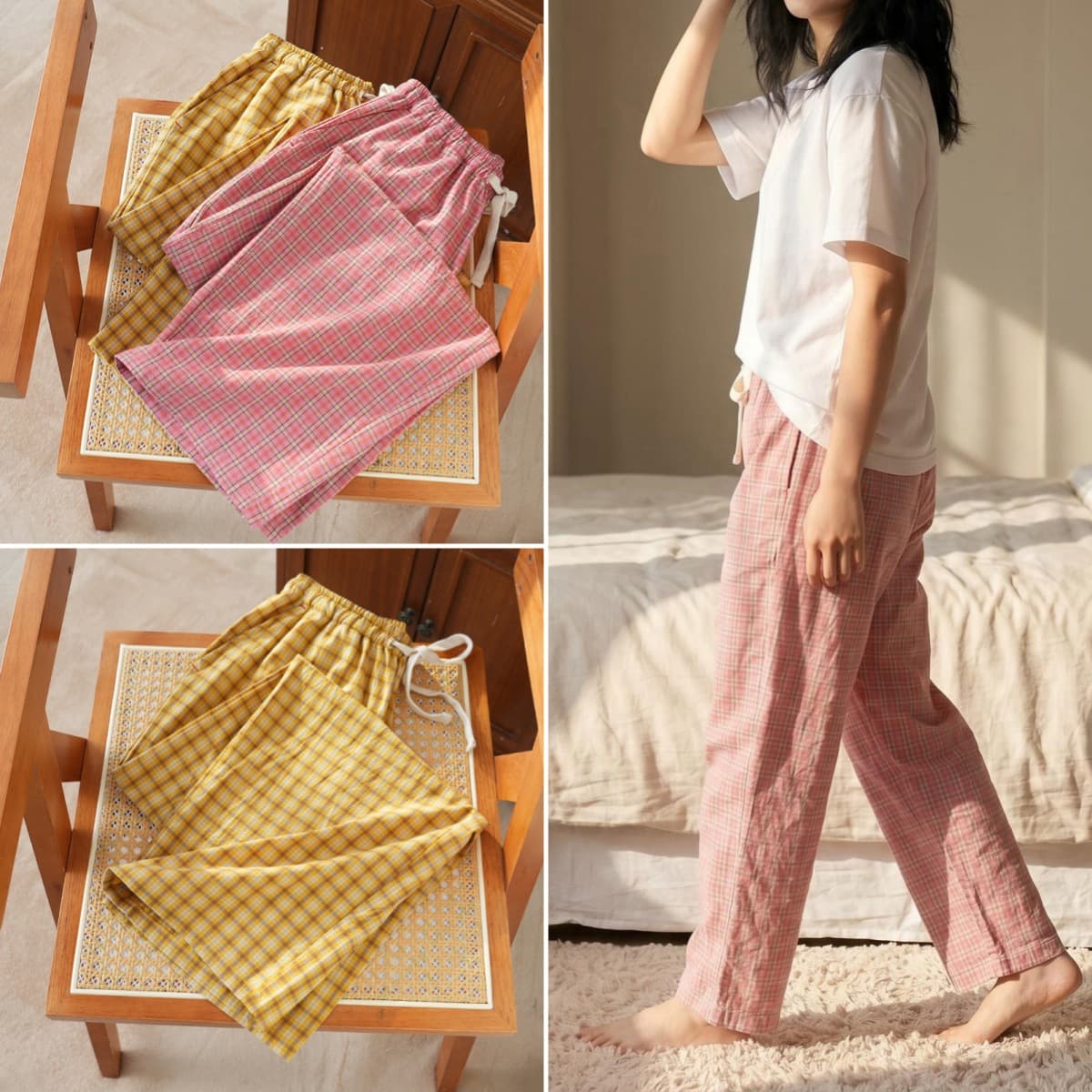 【Shiguangge】Women's Cotton Straight Leg Casual Loose Pants, Home Wear or Outdoor Wear, Comfortable Spring and Summer Sleep Pants