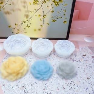 Large 3D Peony Flower Candle Mold, Large/Medium/Small Hibiscus Flower Candle Soap Silicone Mold