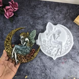 X1050 Moon Butterfly Fairy Decorative Cement Plaster Mold DIY Silicone Mold
