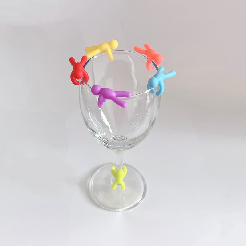Silicone Cup Clips, Beverage Cup Tags, Human-shaped Markers, Hotel Party Supplies