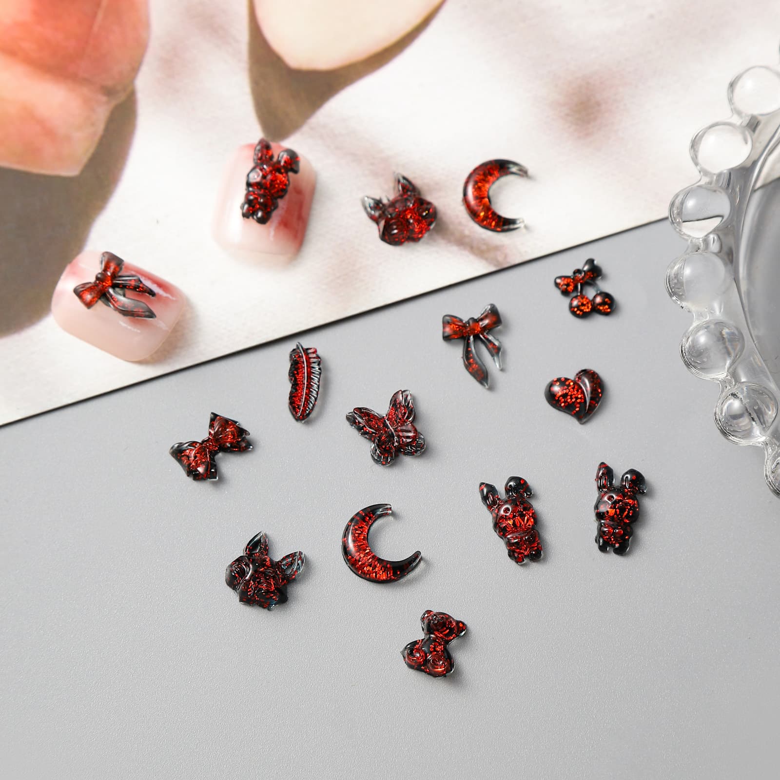 Vampire Bow Nail Art Decorations Mixed Style Double Layer 3D Butterfly Resin Cartoon Bear DIY Nail Accessories