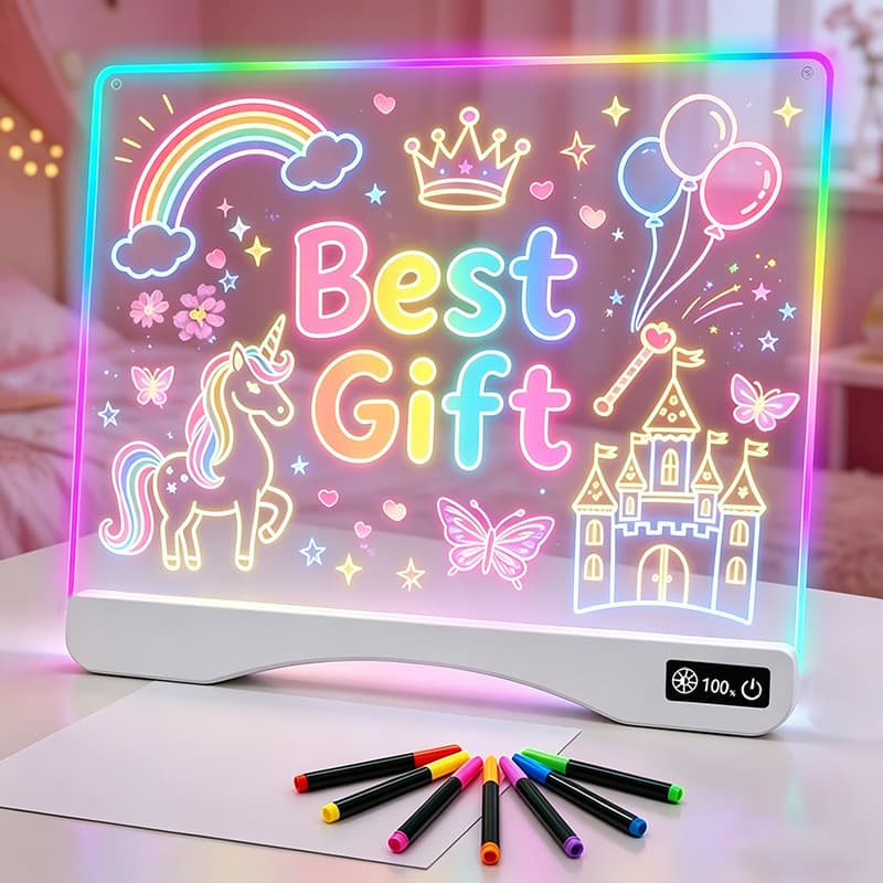 DIY Reusable Children's Drawing Board, Stand-Type Fluorescent Board, Home LED Graffiti Drawing Board, Rechargeable Light