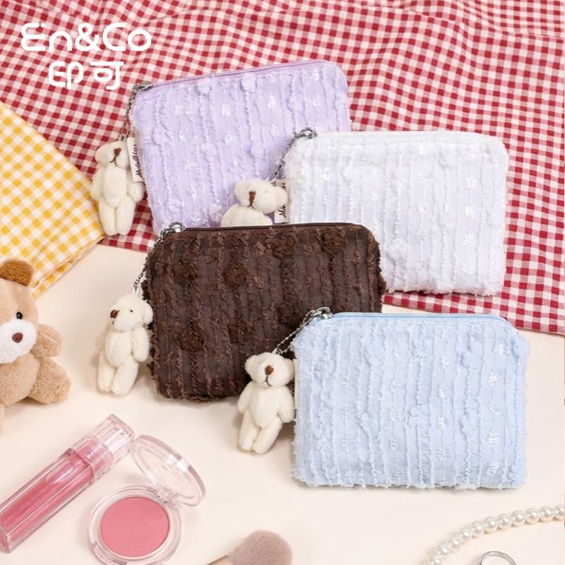 Korean style ins small fresh feeling small coin purse storage bag chiffon portable skin care product sweet and cute cosmetic bag