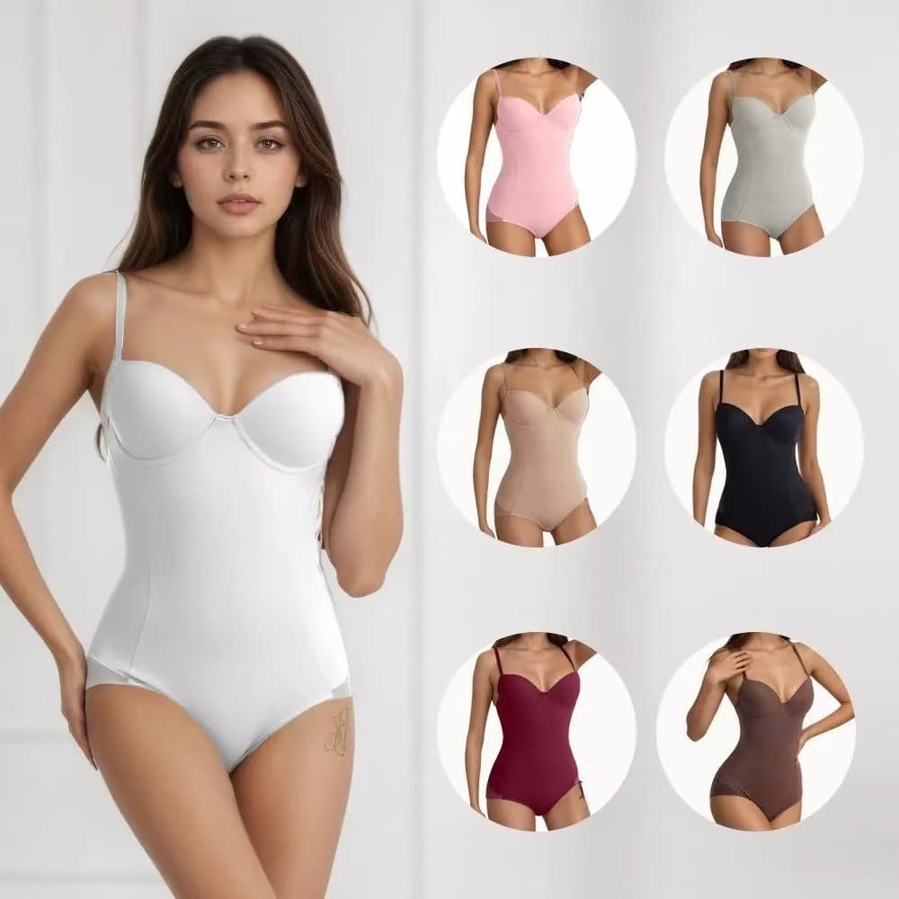 Best-selling Cross-border Europe and America Ultra-thin Bodysuit with Bra Push-up Chest Support Waist Shaper Tummy Control Jumpsuit