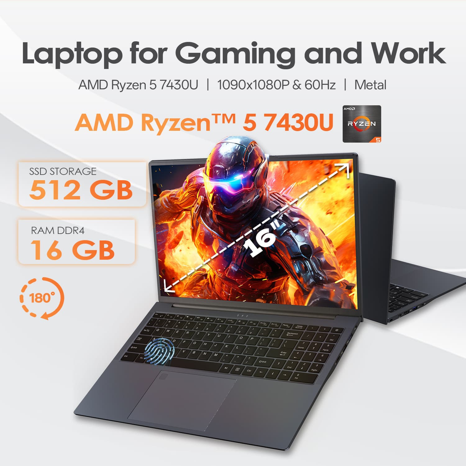 New 16-inch A-size IPS screen AMD R5 7430U business office student gaming notebook laptop factory