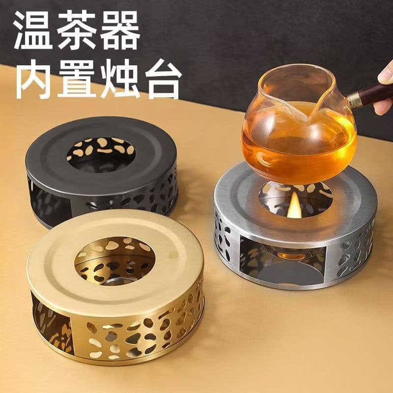 [Stainless Steel Tea Warmer] High-temperature Resistant Retro Hollow Candle Teapot Brewing Stove, Home Insulation Heating Base