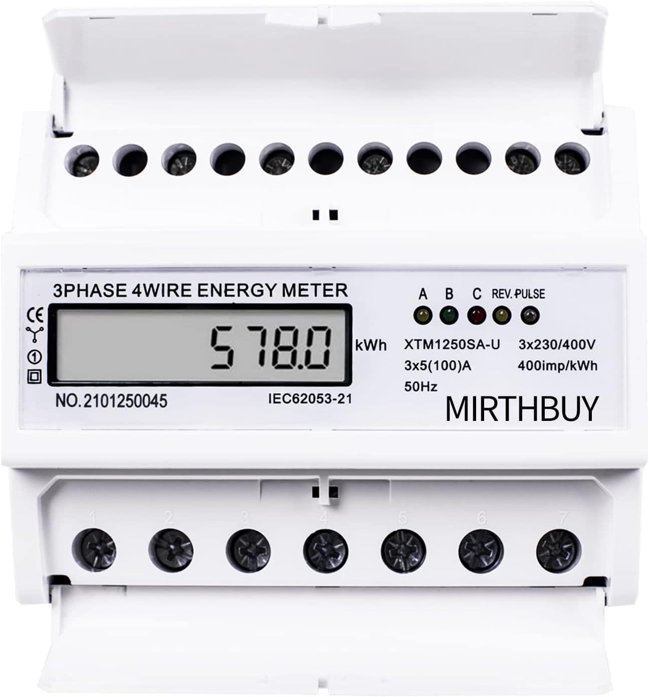 MIRTHBUY Digital three-phase meter electricity meter with LCD, 3-