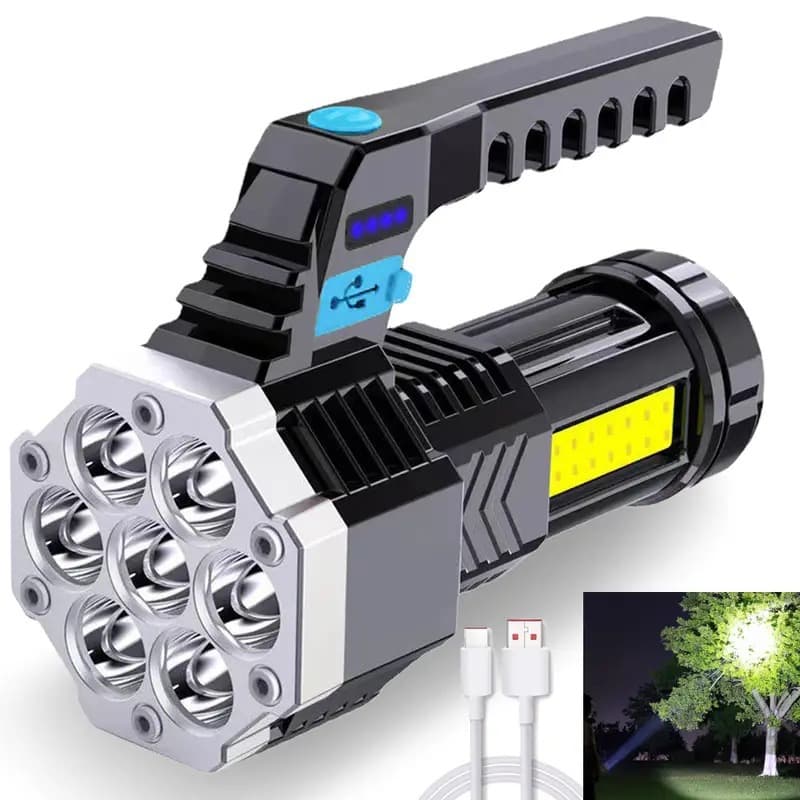 Cross-border high-power flashlight, rechargeable, ultra-bright, portable, long-lasting outdoor work light, multi-functional handheld searchlight
