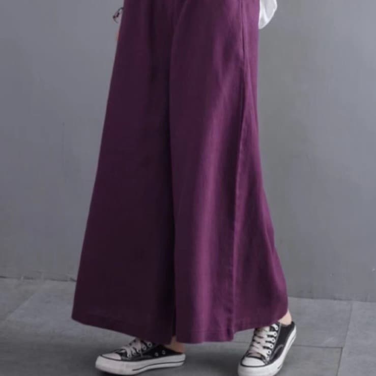 2025 Spring New Linen Wide-Leg Trousers Cropped Pants Casual Loose Fit Style A611