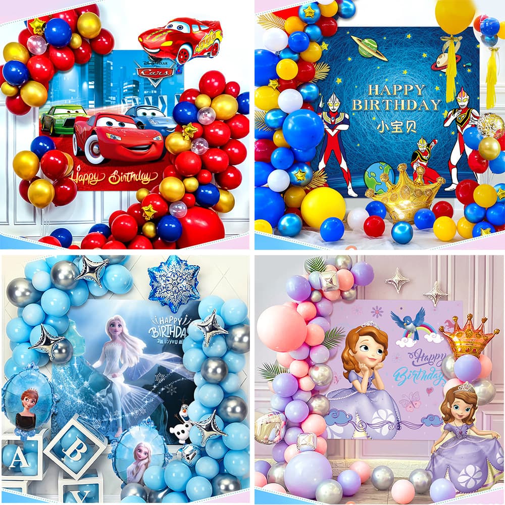 Happy Birthday Balloon Set for Kids Birthday Party Background Decoration for Boys and Girls Baby One Year Old