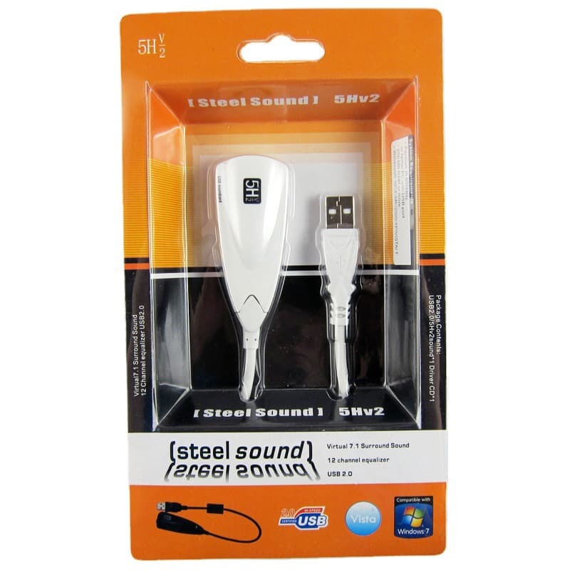5H external USB independent sound card, 5Hv2 headset converter, 7.1 for desktop and laptop computer accessories.