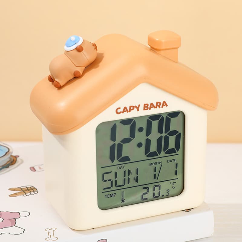 Snap Finger Capybara House Electronic Alarm Clock Cute High-Quality Home Alarm Clock Multifunctional Digital Clock
