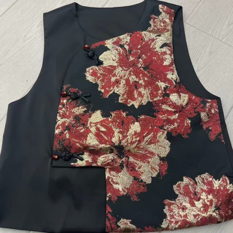 Republic of China style vest, 2025 new style, suitable for everyday wear, elegant and retro jacquard, sleeveless, fashionable and slimming.