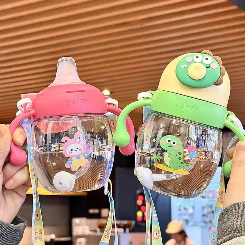 New children's plastic duckbill straw cup learning cup drinking cup cartoon kindergarten kettle anti-fall
