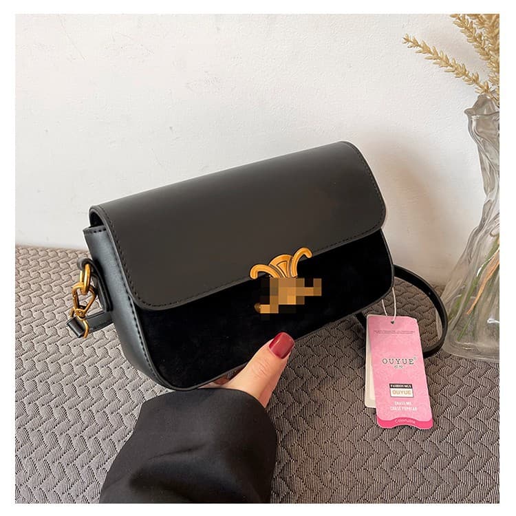 Factory Direct Black Classic Tofu Bag New Lightweight Casual Underarm Lock Clasp Crossbody Small Square Bag