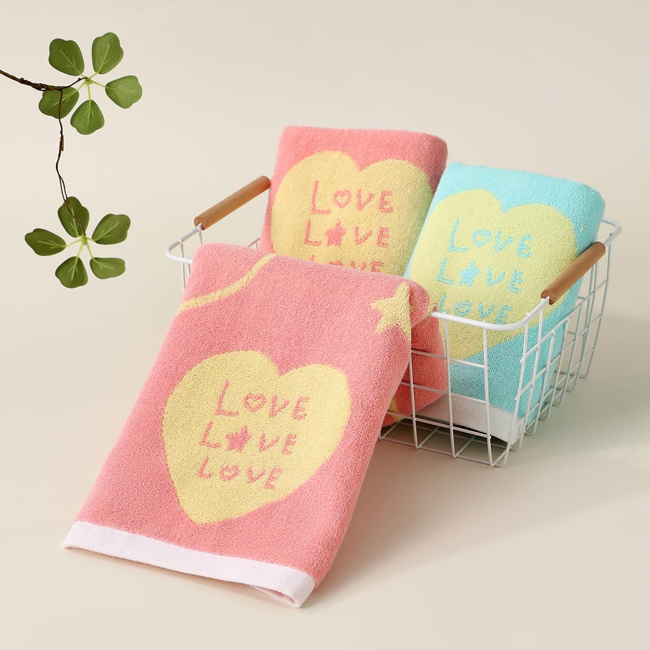 Souvenir love towel soft absorbent water towel love letter yarn dyed household face towel manufacturer one piece drop shipping