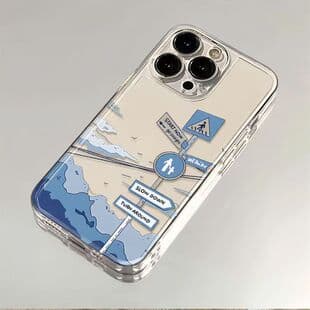 Road Sign Compatible with New Apple iPhone 17 Case, iPhone 16 Pro Max Transparent 14 Pro Premium Style 1