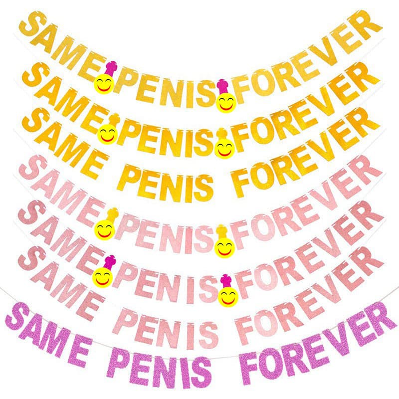 SAME PENIS FOREVER Glitter Hen Party Decoration Banner for Wedding