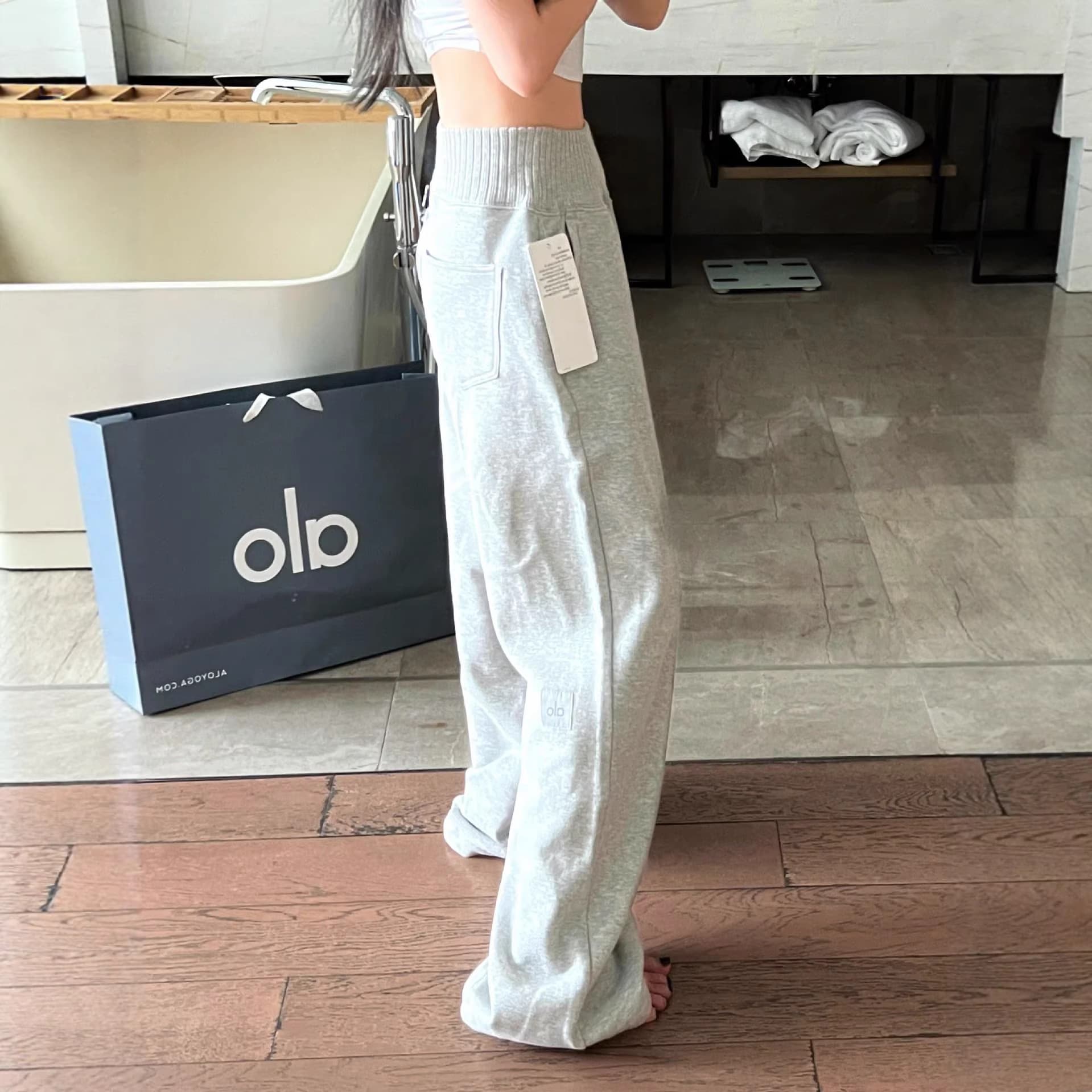 Korean Fashion Trendy Solid Color Spliced Casual Pants for Women, Super Good-Looking, Chic, Lazy and Versatile Loose Long Pants