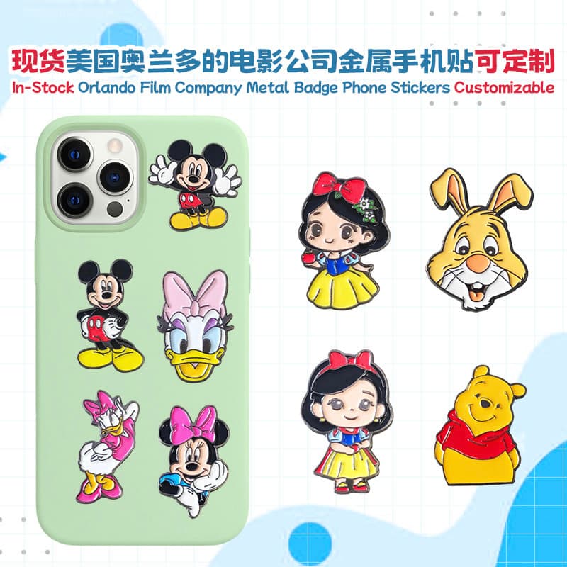 In Stock Princess Mouse Duck Metal Phone Sticker Movie Anime Cartoon Theme Park Souvenir Wholesale Custom