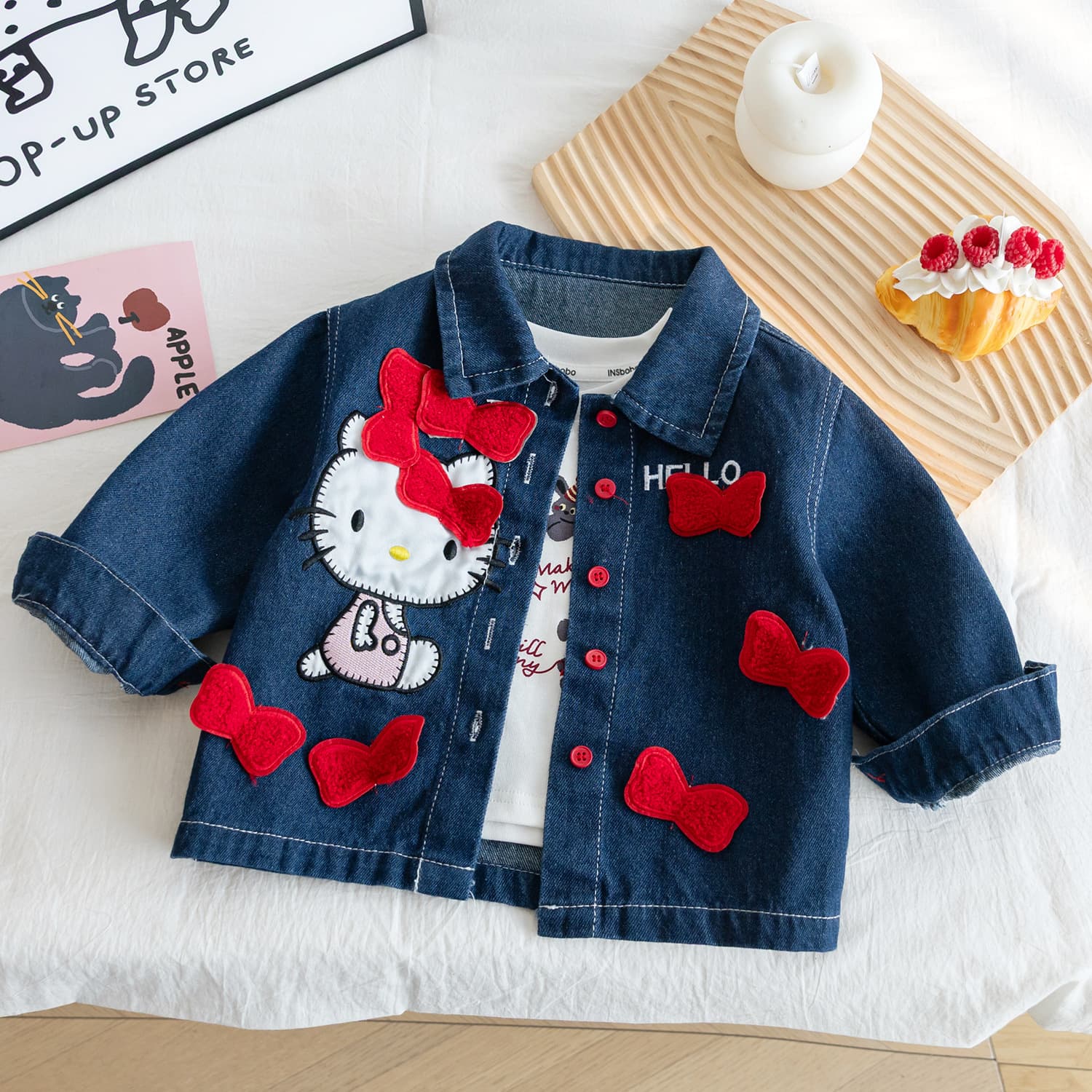 Girls' Spring Autumn Denim Jacket 2026 New Children's Baby Spring Cat Early Spring Top Jacket Spring Style