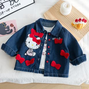 Girls' Spring Autumn Denim Jacket 2026 New Children's Baby Spring Cat Early Spring Top Jacket Spring Style
