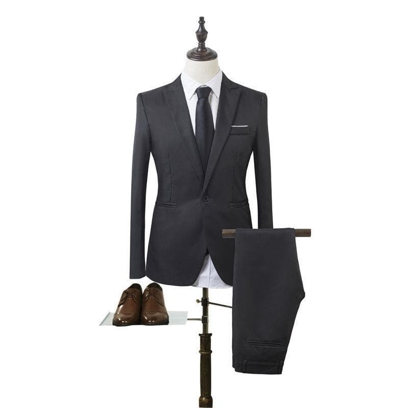 Cross-border Trade Men's Fashion Business Suit Korean Style Slim Fit Two-Piece Suit Set
