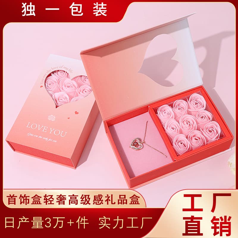 Cross-border love eternal flower gift box jewelry storage jewelry box light luxury high-end necklace storage gift box