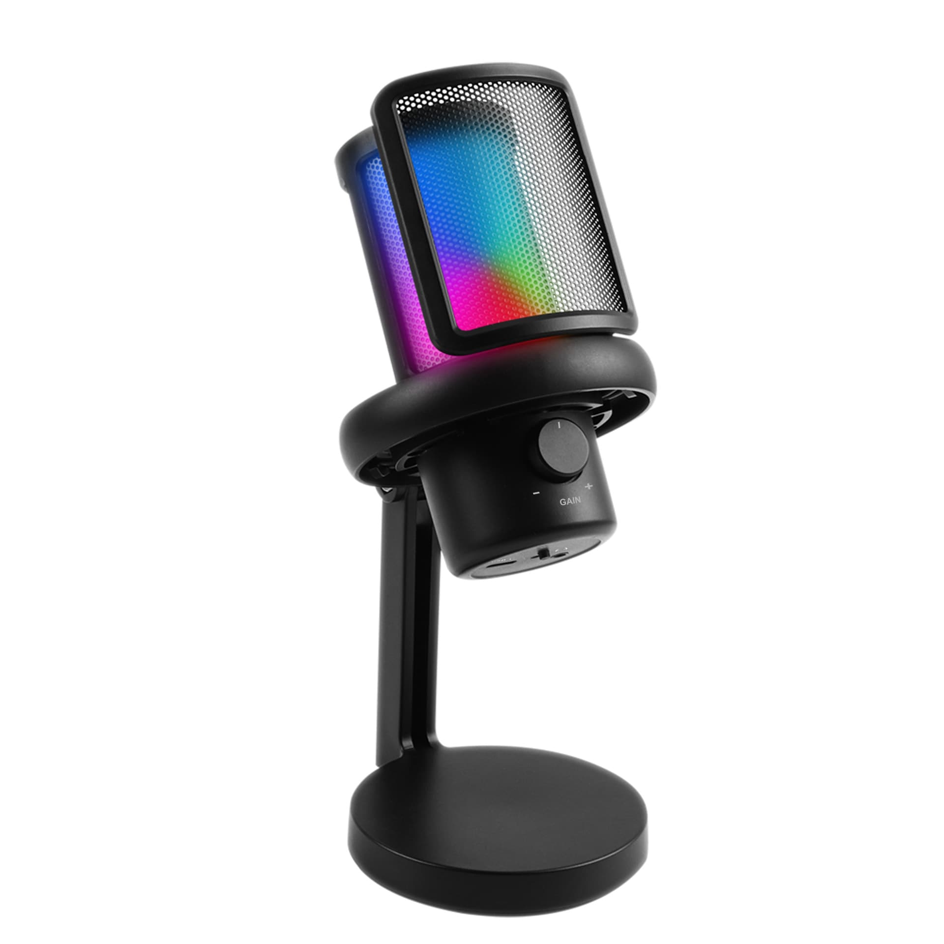 Game Microphone USB Computer Recording Mic with Pop Filter Set, RGB Lighting Condenser Mic with Stand