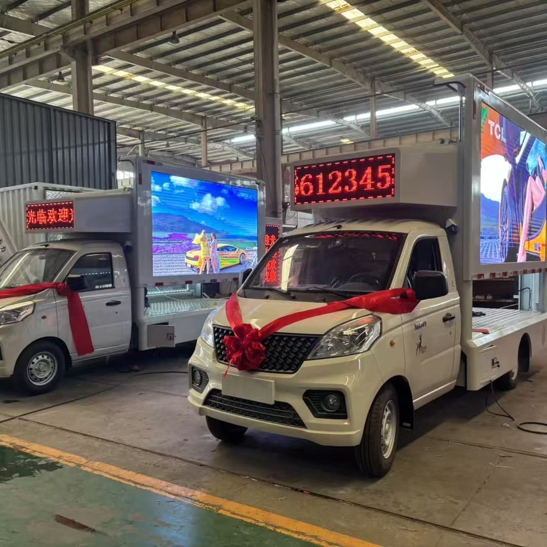 Export trade mobile media vehicles with onboard screen advertising, LED large screen advertising stage trucks, market conditions.