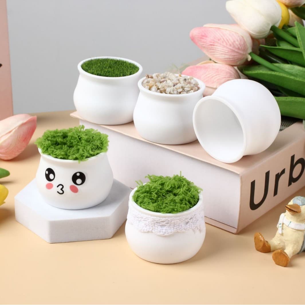 Plastic small flower pot wool crochet thickened twist stick small potted plant mini handmade diy small vase car ornaments