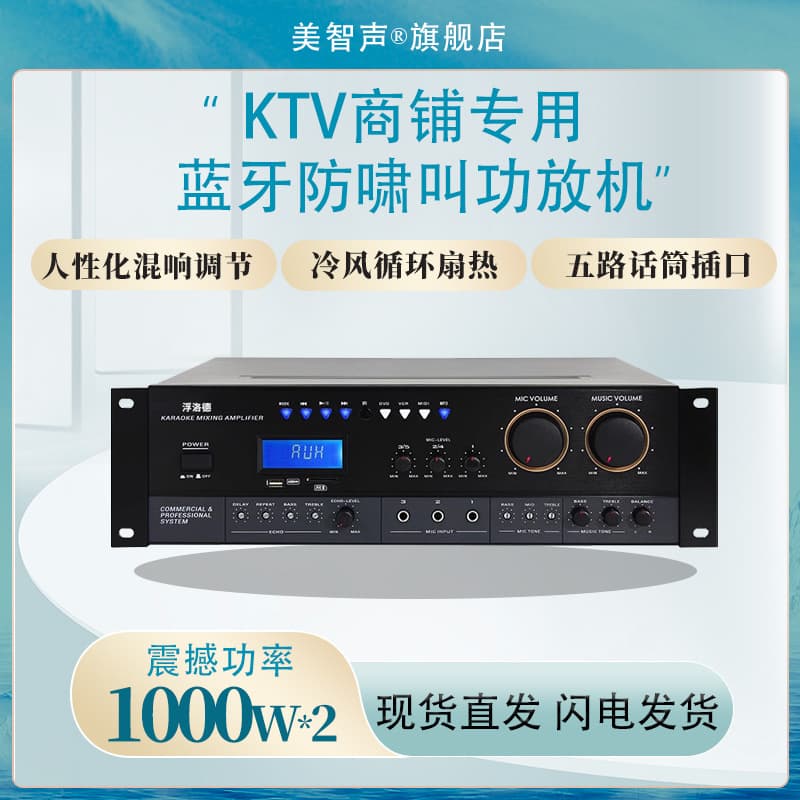 Professional KTV Amplifier Bluetooth Conference Karaoke High Power Anti-Howl Card Pack Amplifier Audio Amplifier