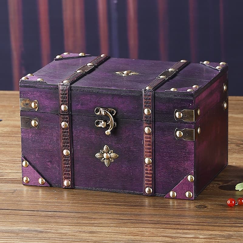 Vintage Jewelry Box Antique Violet Wooden Storage Box for Film and Photography